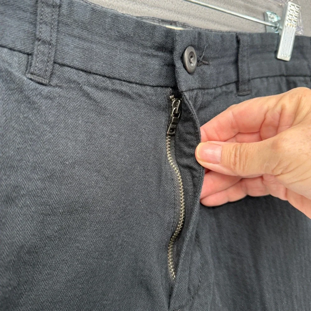 Old Navy Chino Pants Mens 34x34 (34x32.5) Black Herringbone Cotton Straight Leg